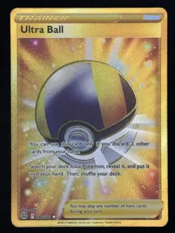 Pokemon TCG Ultra Ball 186/172 Secret Rare Gold Trainer Brilliant Stars NM+ - Image 1