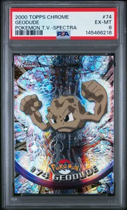 Geodude #74 Spectra Chrome EX-MT PSA 6. Pokemon T.V. Topps Chrome - Image 1