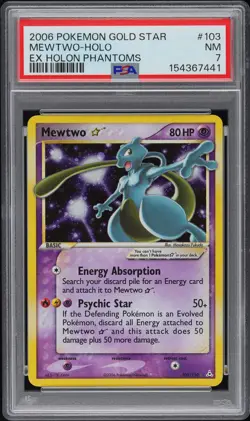 2006 POKEMON EX HOLON PHANTOMS GOLD STAR #103 MEWTWO-HOLO PSA 7 - Image 1