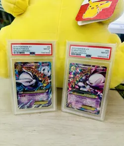 2015 POKEMON XY M MEWTWO EX BREAKTHROUGH REA DUAL #63 /162 64 /162 PSA 8 NM - Image 1