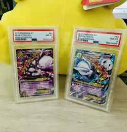 2015 POKEMON XY M MEWTWO EX BREAKTHROUGH REA DUAL #63 /162 64 /162 PSA 8 NM - Image 2