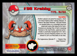 LP - Pokemon Topps Krabby #98 TV Animation Edition Smooth Foil - Image 2