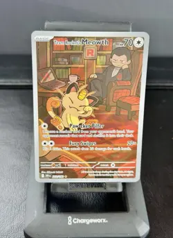 Pokemon Team Rocket's Meowth 203/182 Destined Rivals Rare Holo 70 HP Fury Swipes - Image 1