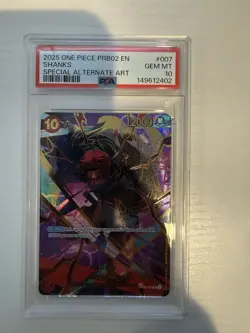 2025 ONE PIECE PRB02 EN SHANKS SPECIAL ALTERNATE ART PSA 10 GEM MINT - Image 1