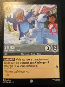 Stitch - High Badness Level 185/204 Common Winterspell Disney Lorcana TCG - Image 1