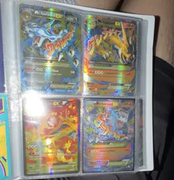 Pokemon TCG M Charizard EX Full Art Holo Lot 4 Cards English Binder Page - Image 1
