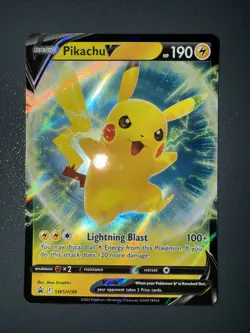 Pokemon TCG Pikachu v SWSH198 Holo Black Star Promo Card Mint Condition - Image 1