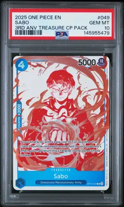 2025 One Piece 3rd Anniversary! Card Treasure Campaign Pack Sabo 049 PSA 10 - Image 1