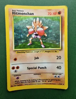 Hitmonchan Holo 7/102 Base Set Rare Pokemon Card | Original WOTC 1999 Vintage - Image 1