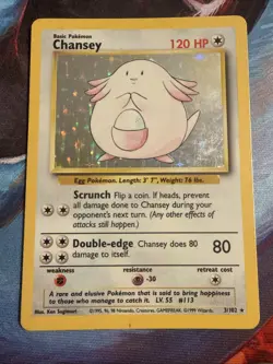 Chansey 3/130 Holo Pokemon Base Set Unlimited Moderately Played Back Whitening - Image 1