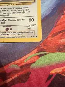 Chansey 3/130 Holo Pokemon Base Set Unlimited Moderately Played Back Whitening - Image 4