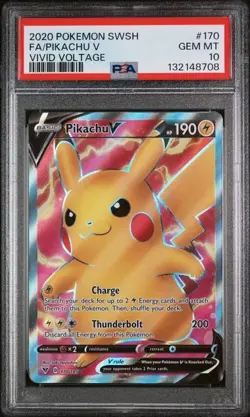 Fa/Pikachu V Vivid Voltage Pokemon Sword & Shield Vivid Voltage 170 NM PSA 10 - Image 1