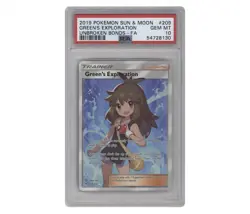2019 POKEMON SUN & MOON UNBROKEN BONDS #209 FULL ART/GREEN'S EXPLORATION PSA 10 - Image 1