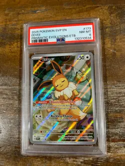 POKEMON 2025 Prismatic Evolutions ETB EEVEE Full Art SVP En #173 PSA 8 RARE 2 - Image 1