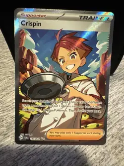 Pokemon Trainer Crispin TCG Full Art Holo Ultra Rare Card 164/142 NM Condition - Image 1