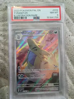 Pokemon 2023 Paldea Evolved Tyranitar Illustration Rare Card PSA 8 222/193 - Image 1
