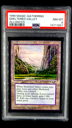 1996 Magic the Gathering Alliances Sheltered Valley PSA 8 Only 11 Graded Higher - Image 1