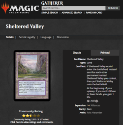 1996 Magic the Gathering Alliances Sheltered Valley PSA 8 Only 11 Graded Higher - Image 4