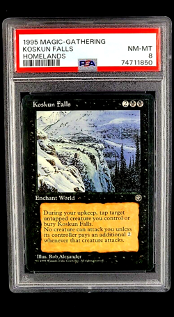 1995 Magic The Gathering Homelands Koskun Falls Rare PSA 8 Only 5 Graded Higher - Image 1