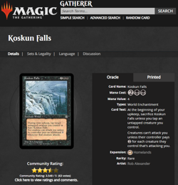 1995 Magic The Gathering Homelands Koskun Falls Rare PSA 8 Only 5 Graded Higher - Image 4