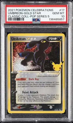 2021 POKEMON CELEBRATIONS CLASSIC COLLECTION #17 UMBREON-GOLD STAR PSA 10 - Image 1