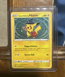 Pokemon Center Exclusive TCG Card Special Delivery Pikachu Promo SWSH074 2020 - Image 1