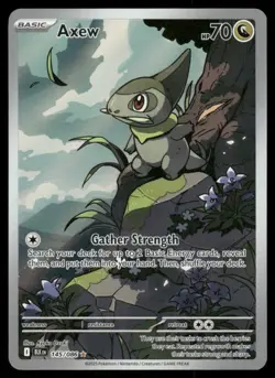 Pokemon Cards Axew 145/086 Black Bolt Holo Illustration Rare NM - Image 1