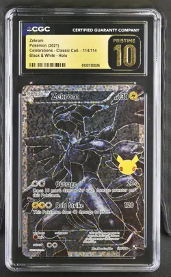 CGC 10 PRISTINE Zekrom 114/114 Celebrations Holo Pokemon Card - Image 1