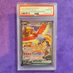 2025 POKEMON DRI EN-DESTINED RIVALS #230 ETHAN'S HO-OH EX PSA 10 - Image 1