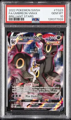 2022 POKEMON SWORD & SHIELD BRILLIANT STARS #TG23 FULL ART/UMBREON VMAX PSA 10 - Image 1