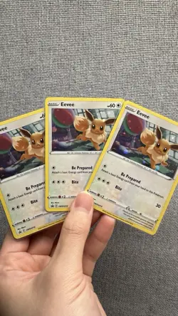 X3 Pokemon TCG Eevee SWSH212 Holo Sword Shield Cosmos Black Star Promo Swirl - Image 1