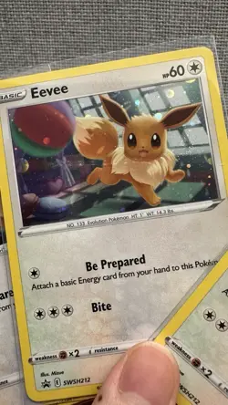 X3 Pokemon TCG Eevee SWSH212 Holo Sword Shield Cosmos Black Star Promo Swirl - Image 3