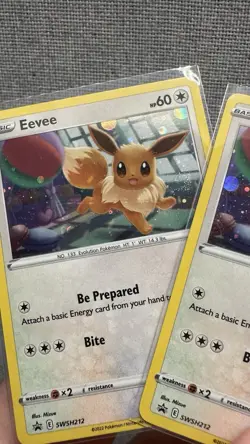 X3 Pokemon TCG Eevee SWSH212 Holo Sword Shield Cosmos Black Star Promo Swirl - Image 4