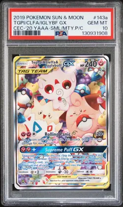 2019 Pokemon Cosmic Eclipse Cleffa Igglybuff Togepi Tag Team Art PSA 10 #143a - Image 1