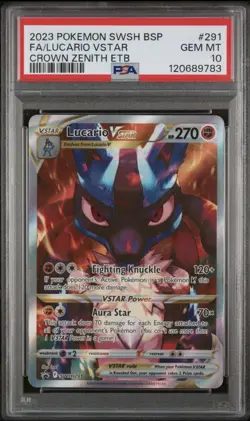 Pokemon 2023 SWSH Black Star Promo 291 Full Art Lucario VSTAR Crown Zenith Elite - Image 1