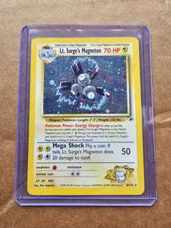 Pokemon TCG Lt. Surge's Magneton 8/132 Gym Heroes Unlimited Holo Rare with Swirl - Image 1