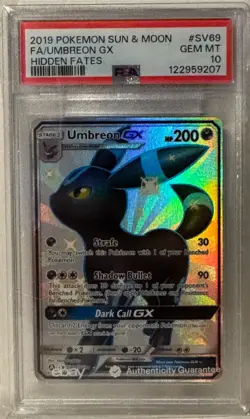 Pokemon Umbreon GX SM Hidden Fates Full Art #SV69 PSA 10 - Image 1
