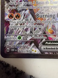 Pokemon TCG Charizard EX Sir Obsidian Flames 223/197 Full Art Secret Rare Card - Image 2