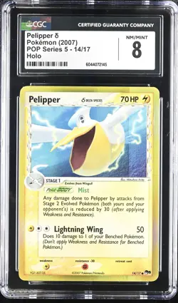CGC 8 Pelipper 2007 POP Series 5 14/17 Holo Pokemon Card - Image 1