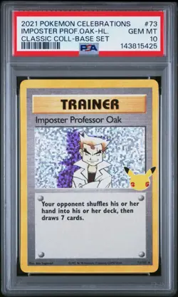 2021 Pokemon Celebrations Imposter Professor Oak Holo #73 PSA 10 - Image 1