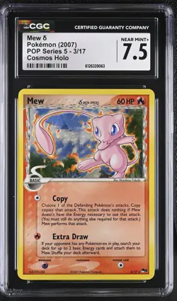 CGC 7.5 Mew 3/17 Cosmos Holo Corrected Back Pop Series 5 Pokemon Card - Image 1
