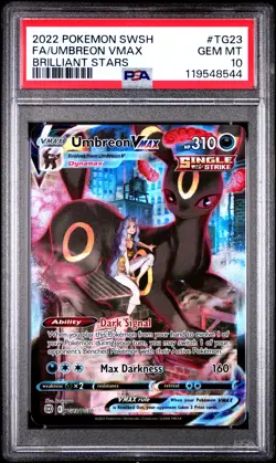2022 POKEMON SWORD & SHIELD BRILLIANT STARS #TG23 FULL ART/UMBREON VMAX PSA 10 - Image 1