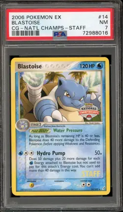 Pokemon Blastoise STAFF 2006 National Championships Crystal Guardians #14 PSA 7 - Image 1