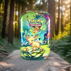 Pokemon TCG Prismatic Evolutions Mini Tin Leafeon Sealed NEW 🍃 Eeveelution Tin - Image 1
