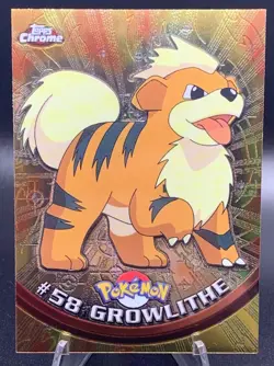 2000 Topps Chrome Growlithe #58 Rare LP - Pokemon TV Animation Series 1 - Image 1