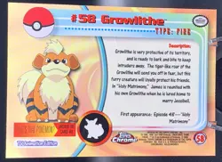 2000 Topps Chrome Growlithe #58 Rare LP - Pokemon TV Animation Series 1 - Image 2