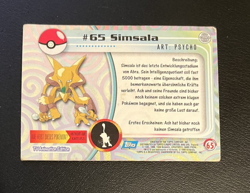 1999 Topps Pokemon Blue Logo TV Animation Edition Foil Simsala #65 - Image 2