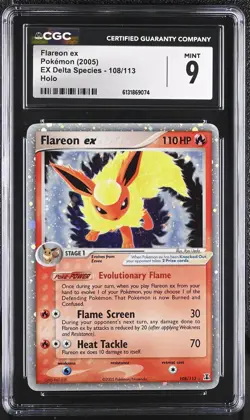 CGC 9 MINT Flareon EX 108/113 EX Delta Species Holo Pokemon Card - Image 1