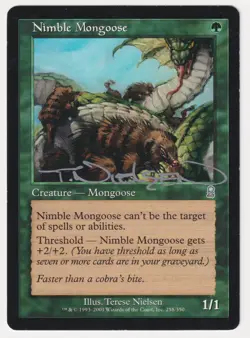 Silver Signed Nimble Mongoose HP Odyssey Artist Terese Nielsen 2001 MTG Magic! - Image 1