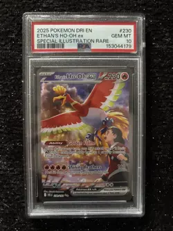 2025 POKEMON DRI EN-DESTINED RIVALS #230 ETHAN'S HO-OH EX PSA 10 - Image 1